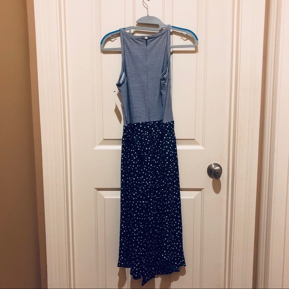 NWOT Loft Petite Dot Mixed Media Flair Dress - Picture 7 of 14